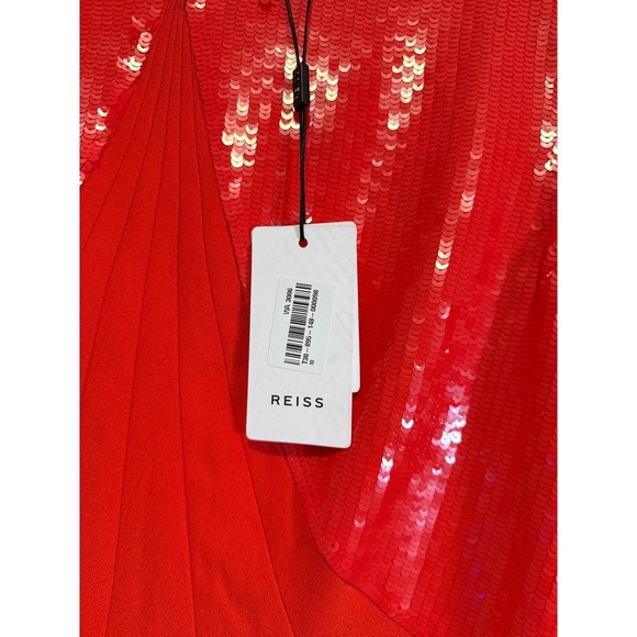 REISS • NWT Cara Mini Red Sequin Cocktail Party Dress Sz US 6 Boat Neck $495 - Picture 4 of 15